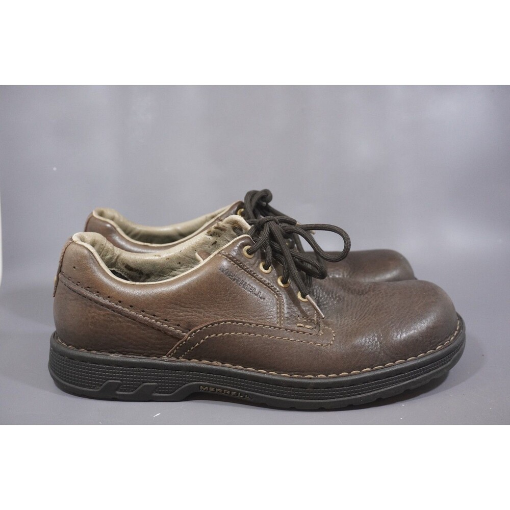 Merrell World Rambler Stollen Shoes Mens Sz 12 Brown Leather Lace Up J45127